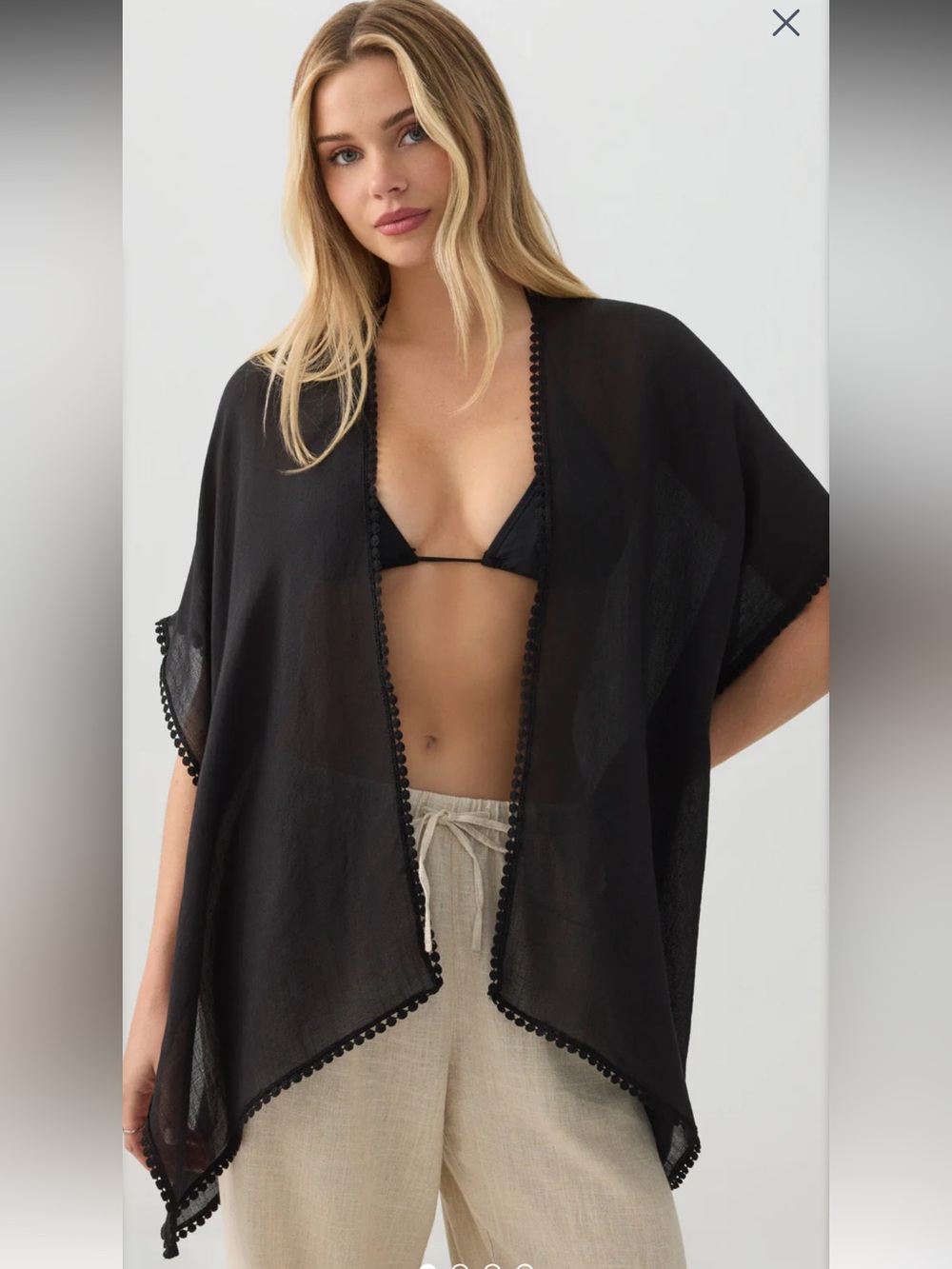 NWT Ardene Black Sheer Crochet Trim Swim Coverup OS New